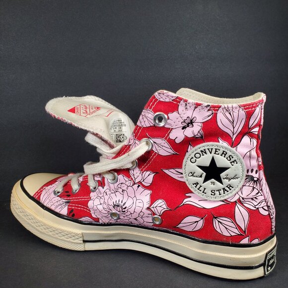 Converse Chuck 70 Vintage Floral Hi Top, Red/Cherry Blossom Chic Sneakers - Picture 7 of 15
